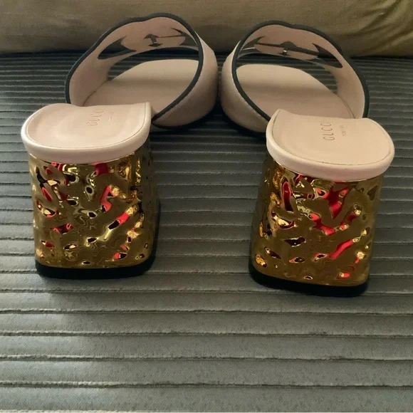 Gucci Cut Classic Leather Sandals Rose sz 38 (8) - Picture 3 of 10